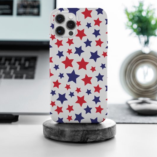 赤と青の星、白背景、7月4日 Case-Mate iPhoneケース