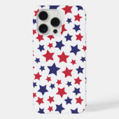 赤と青の星、白背景、7月4日 iPhoneケース (裏面)