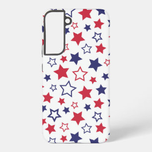 赤と青の星、白背景、7月4日 SAMSUNG GALAXY S22+ケース