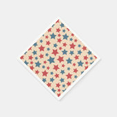 赤と青の星、7月4日、ベージュの背景 スタンダードカクテルナプキン (角)