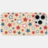 赤と青の星、7月4日、ベージュの背景 Case-Mate iPhoneケース (裏面 (横))