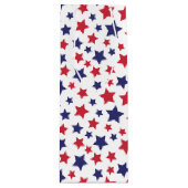 赤と青の星、7月4日、白の背景 ワインギフトバッグ (正面)