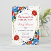赤と青の春の花フレームキンセアニェラ 招待状 (スタンド正面)