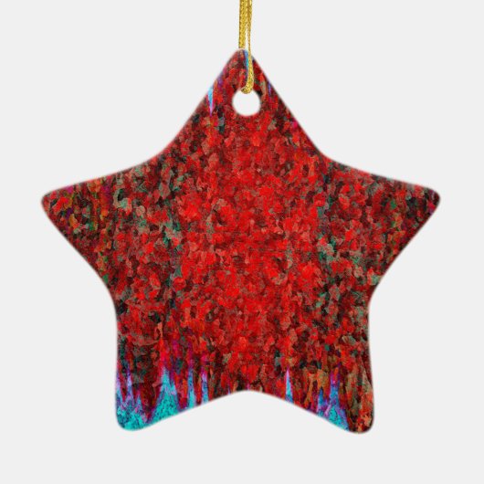 赤と青の暖炉と氷 セラミックオーナメント (裏面)