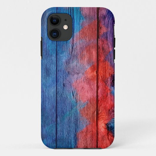 赤と青の木材ヴィンテージ Case-Mate iPhoneケース (裏面)