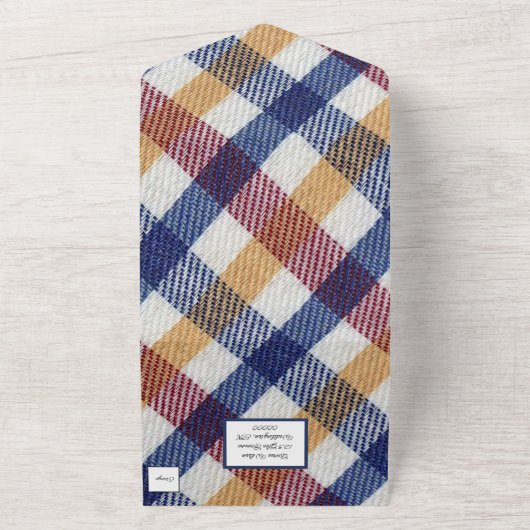 赤と青の格子模様 オールインワン招待状 (外側)