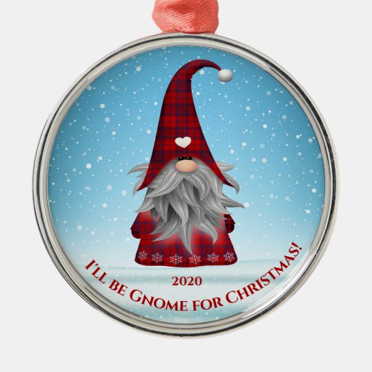 赤と青の格子縞の格言 – クリスマス格言 メタルオーナメント (正面)