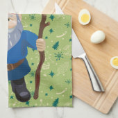 赤と青の格言で休日の冬 キッチンタオル (四つ折り)