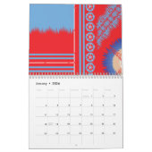 赤と青の模様のデザイン カレンダー (1月 2026)