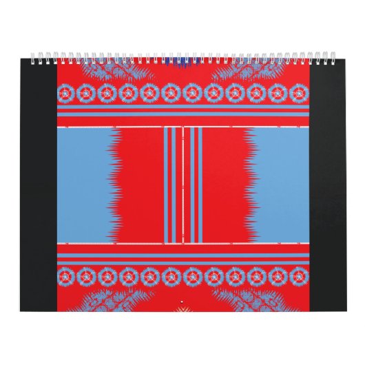 赤と青の模様のデザイン カレンダー (カバー)