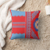 赤と青の模様のデザイン クッション (ブランケット)