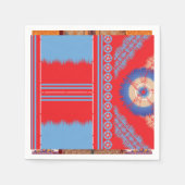 赤と青の模様のデザイン スタンダードカクテルナプキン (正面)