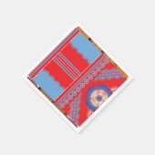 赤と青の模様のデザイン スタンダードカクテルナプキン (角)