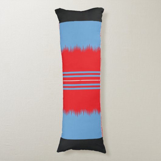 赤と青の模様のデザイン ボディピロー (正面縦)