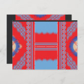 赤と青の模様のデザイン ポストカード (正面/裏面)
