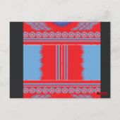 赤と青の模様のデザイン ポストカード (裏面)