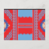 赤と青の模様のデザイン ポストカード (正面)