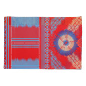 赤と青の模様のデザイン 枕カバー (裏面)