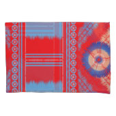 赤と青の模様のデザイン 枕カバー (正面)