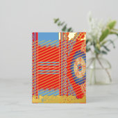 赤と青の模様のデザイン 箔シーズンポストカード (立ち正面)