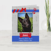 赤と青の母の日から犬の写真 カード (正面)