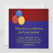 赤と青の気球ボーイズ誕生日パーティー 招待状 (裏面)