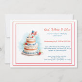 赤と青の水カラー誕生日招待状 招待状 (正面)