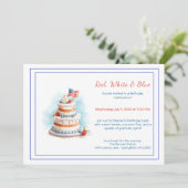 赤と青の水カラー誕生日招待状 招待状 (スタンド正面)