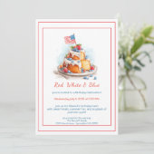 赤と青の水カラー誕生日招待状 招待状 (スタンド正面)