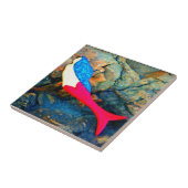 赤と青の水中の人魚 タイル (側面)