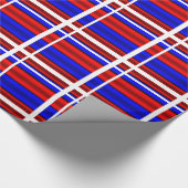 赤と青の水平のストライプ ラッピングペーパー (角)