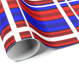 赤と青の水平のストライプ ラッピングペーパー