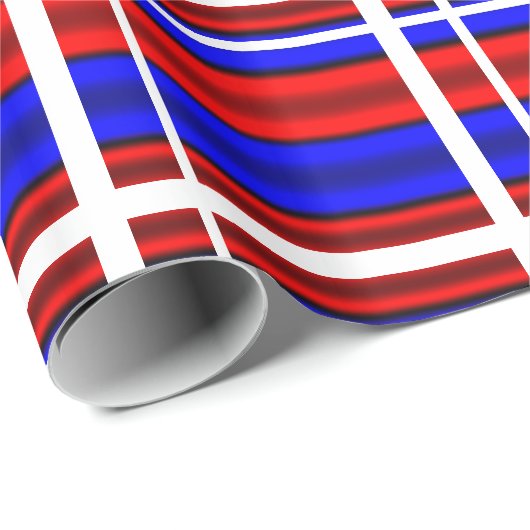 赤と青の水平のストライプ ラッピングペーパー (ロールコーナー)