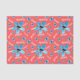 赤と青の水彩花のメッセージカード 薄葉紙