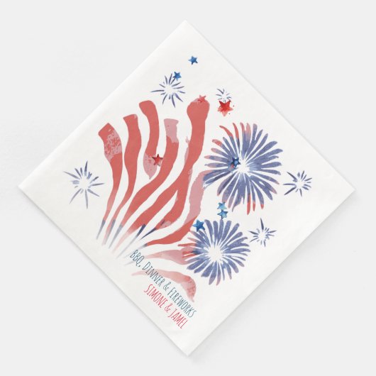 赤と青の水彩花火（白） (コーナー)