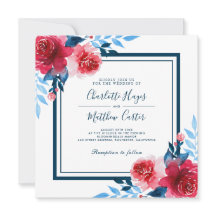 赤と青の水色の花模様結婚