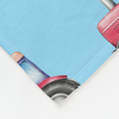 赤と青の水色トラクタパターンカスタム フリースブランケット (角)