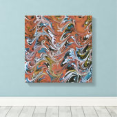 赤と青の波アクリルの注抽象芸術アート キャンバスプリント (インサイチュ (ウッドフロア))