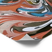 赤と青の波アクリルの注抽象芸術アート ポスター (角)