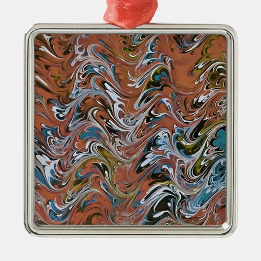 赤と青の波アクリルの注抽象芸術アート メタルオーナメント (正面)