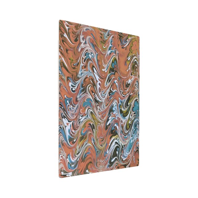 赤と青の波アクリルの注抽象芸術アート メタルプリント (3/4)