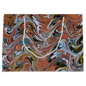 赤と青の波アクリルの注抽象芸術アート ラージペーパーバッグ (正面)