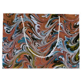 赤と青の波アクリルの注抽象芸術アート ラージペーパーバッグ (裏面)