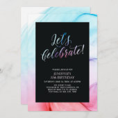 赤と青の流体 テクスチャ 30歳の女性の誕生日 招待状 (正面/裏面)