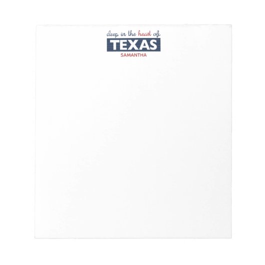 赤と青の深いでテキサス州のハート ノートパッド (正面)