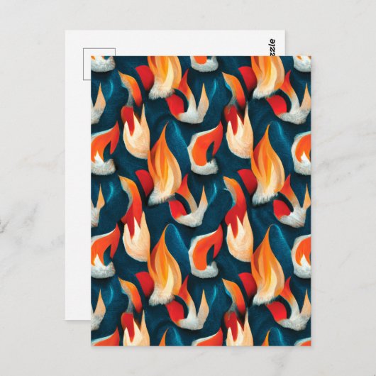 赤と青の炎のパタカラフルーン ポストカード (正面/裏面)