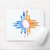 赤と青の炎の中のニューメキシコZiaのシンボル マウスパッド (マウス)