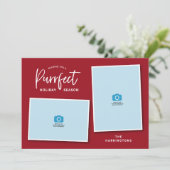 赤と青の猫の顔パーフェクトホリデーフォトカード シーズンカード (スタンド正面)