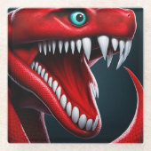 赤と青の目鮮やかを持つはかりで測コブラヘビ ガラスコースター (正面)