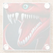 赤と青の目鮮やかを持つはかりで測コブラヘビ ガラスコースター (裏面)